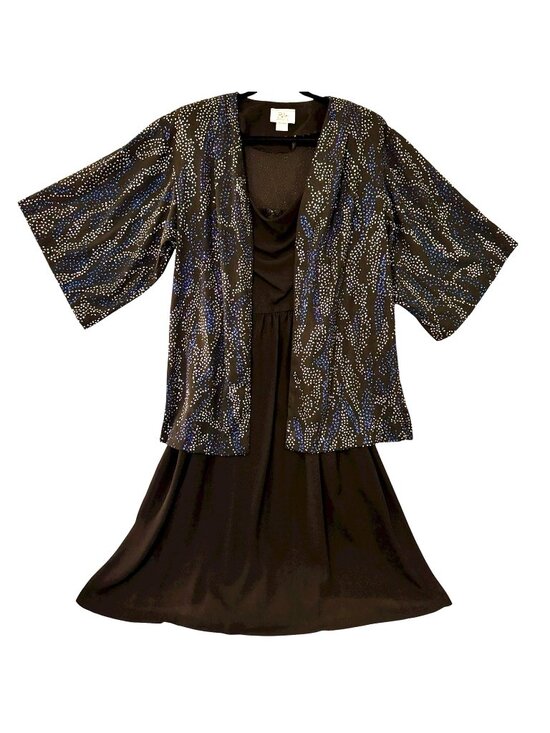 Pellini After 5 Dresses & Skirts - Evening Dress Women's 8 Strappy Black + Jacket by Pellini After 5 VTG 70's